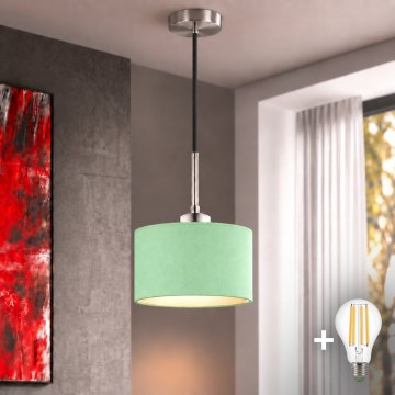 Eglo - Suspension LED sur câble TUNJA 1xE27/60W/230V Ø 20 cm vert/noir