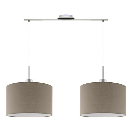 Eglo - Suspension LED sur câble TUNJA 2x E27/60 W/230 V, taupe