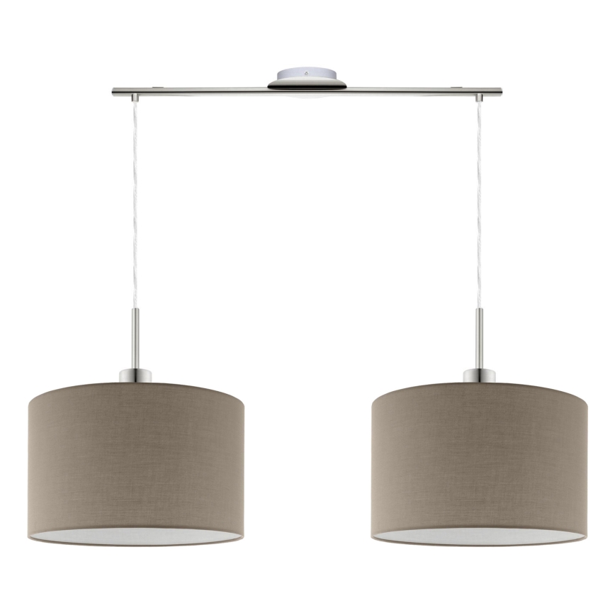 Eglo - Suspension LED sur câble TUNJA 2x E27/60 W/230 V, taupe