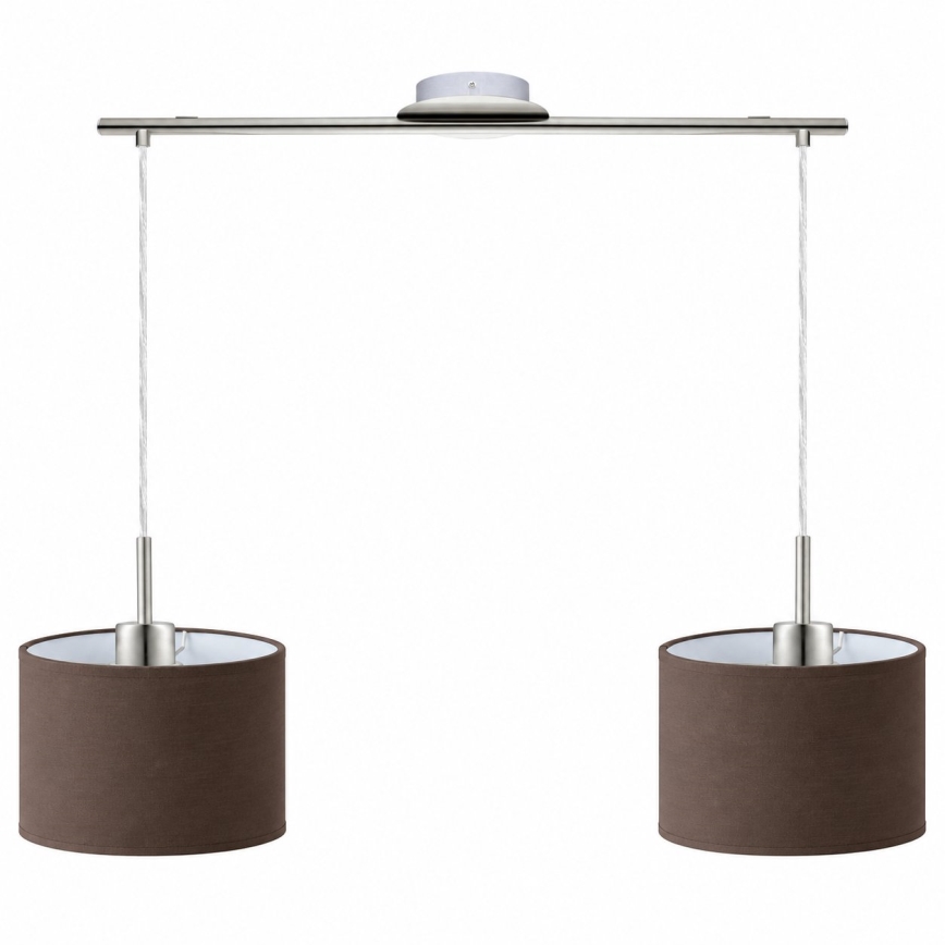 Eglo - Suspension LED sur câble TUNJA 2xE27/60W/230V chrome mat/marron