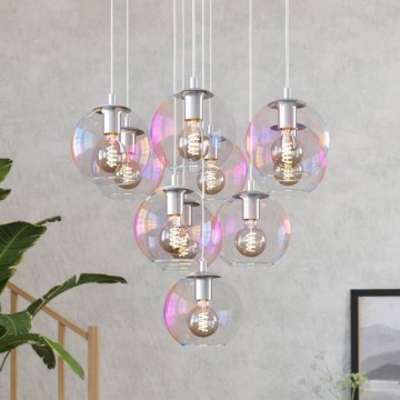 Eglo - Suspension sur câble 10xE27/60W/230V chrome brillant