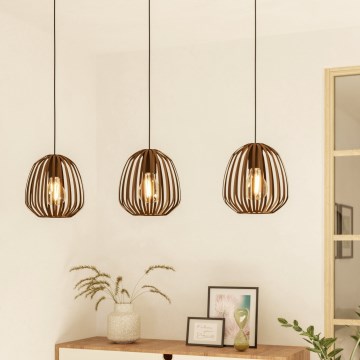 Eglo - Suspension sur câble 3xE27/40W/230V bronze
