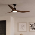 Eglo - Ventilateur de plafond à LED 19 W/230 V, Ø 132 cm, marron + télécommande