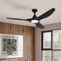Eglo - Ventilateur de plafond LED 19 W 230 V Ø 132 cm, noir + télécommande