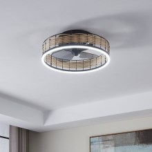 Eglo - Ventilateur de plafond LED à intensité variable LED/28W/230V noir/beige 2700-6500K + télécommande