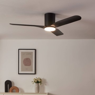 Eglo - Ventilateur de plafond LED dimmable LED/17W/230V 3000/4000/5000K Ø 132 cm noir + télécommande
