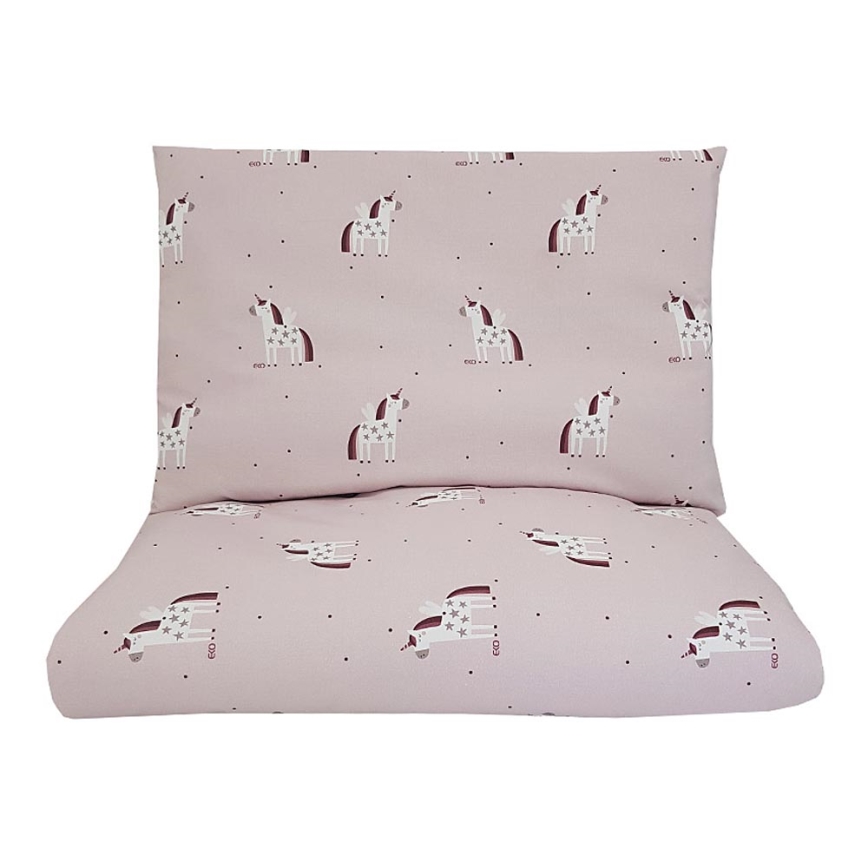 EKO - Parure de lit en coton mousseline pour lit d'enfant UNICORN 2-pièces