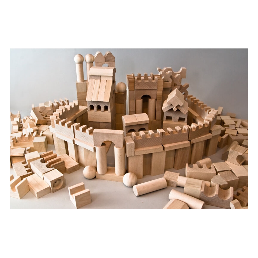 EkoToys - Blocs en bois naturel 220 pcs