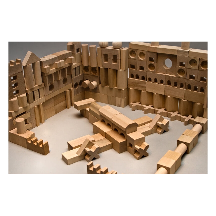 EkoToys - Blocs en bois naturel 220 pcs