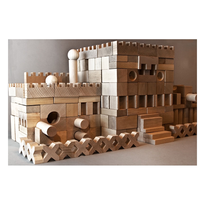 EkoToys - Blocs en bois naturel 220 pcs
