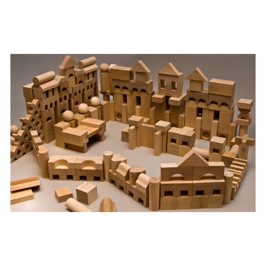 EkoToys - Blocs en bois naturel 220 pcs