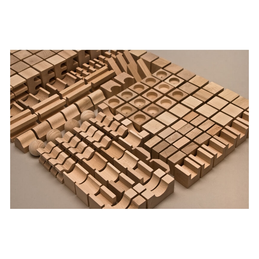 EkoToys - Blocs en bois naturel 220 pcs