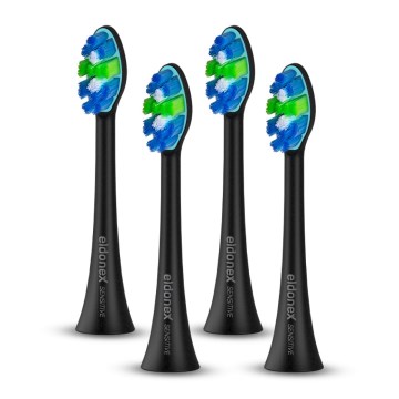 ELDONEX ETB-0002-BK - Lot de 4 têtes de rechange SENSITIVE pour brosse SonicPro, noires