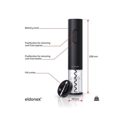 ELDONEX EWO-2100-BK - Tire-bouchon électrique 4xAA noir