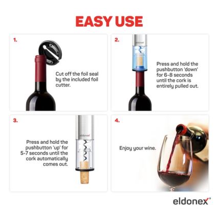ELDONEX EWO-2200-SL - Tire-bouchon électrique 4xAA chrome mat