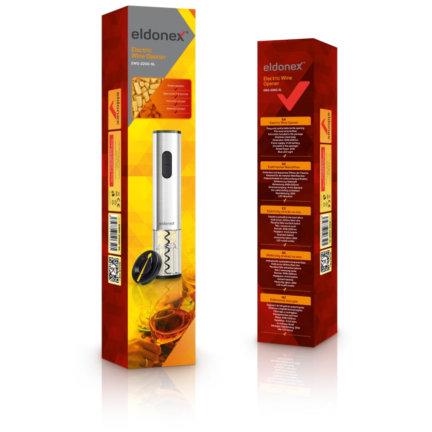 ELDONEX EWO-2200-SL - Tire-bouchon électrique 4xAA chrome mat