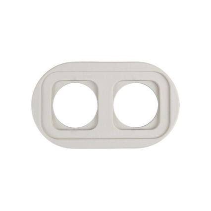 Elhard - Double prise domestique en céramique blanche au design rétro avec cadre, 230 V