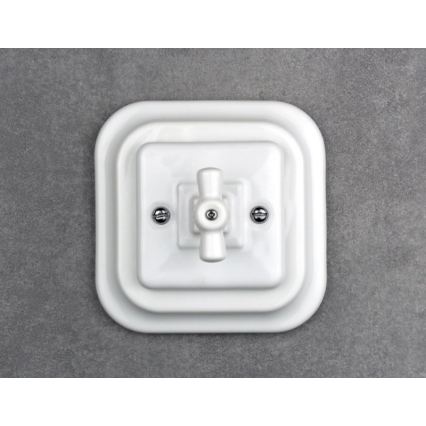 Elhard - Interrupteur d'escalier rotatif rétro en céramique, cadre n° 6, blanc