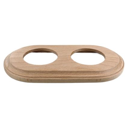 Elhard - Interrupteur double en céramique rétro avec cadre č. 1 blanc/bois clair