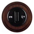 Elhard - Interrupteur rétro simple en céramique avec cadre č. 1 noir/bois foncé