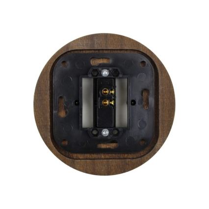 Elhard - Interrupteur rétro simple en céramique avec cadre č. 1 noir/bois foncé