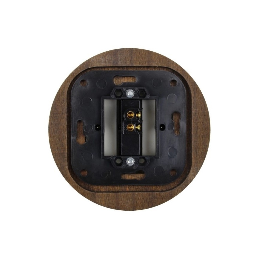 Elhard - Interrupteur rétro simple en céramique avec cadre č. 1 noir/bois foncé