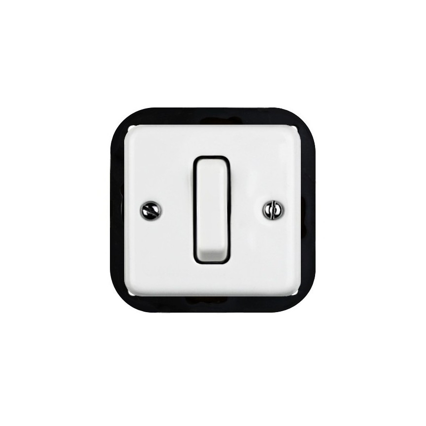 Elhard - Interrupteur rétro simple en céramique avec cadre n° 1/0 blanc