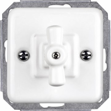 Elhard - Interrupteur rotatif rétro en céramique sans cadre, n° 1/0, blanc