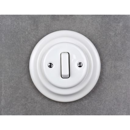 Elhard - Interrupteur simple rétro en céramique avec cadre č. 1 blanc