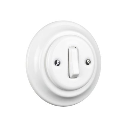 Elhard - Interrupteur simple rétro en céramique avec cadre č. 1 blanc
