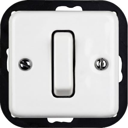 Elhard - Interrupteur unipolaire rétro en céramique n° 1 et prise 230 V avec cadre blanc
