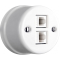Elhard - Prise de données rétro en céramique, 2 ports RJ45, blanche