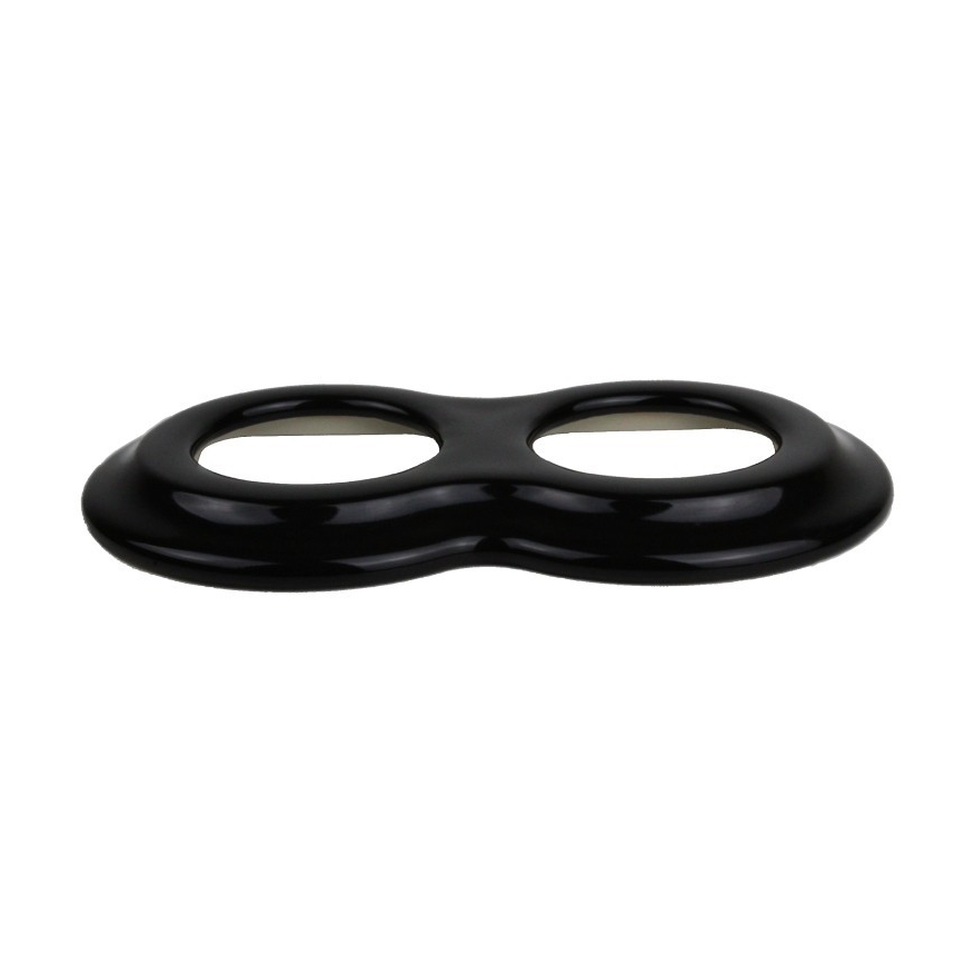 Elhard - Prise double en céramique au style rétro pour usage domestique, avec cadre SCHUKO 230V, noire