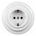 Elhard - Prise murale domestique rétro en céramique avec cadre SCHUKO 230V blanche