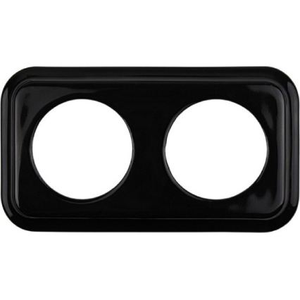 Elhard - Prise murale double rétro en céramique avec cadre SCHUKO 230 V, noire