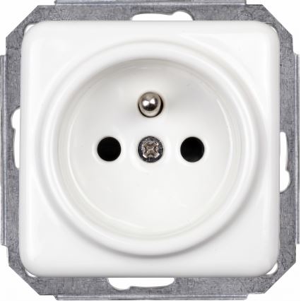 Elhard - Prise murale double rétro en céramique avec enjoliveur, 230 V, blanche