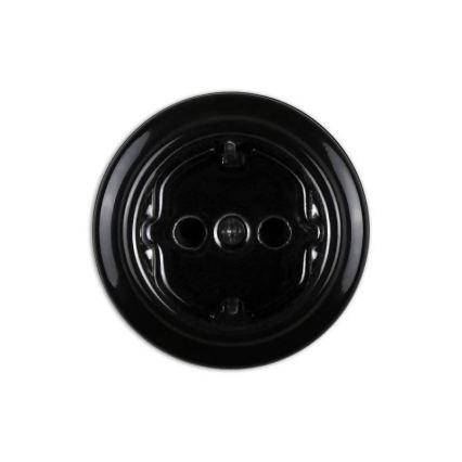 Elhard - Prise murale rétro en céramique pour habitation avec cadre SCHUKO 230V noire