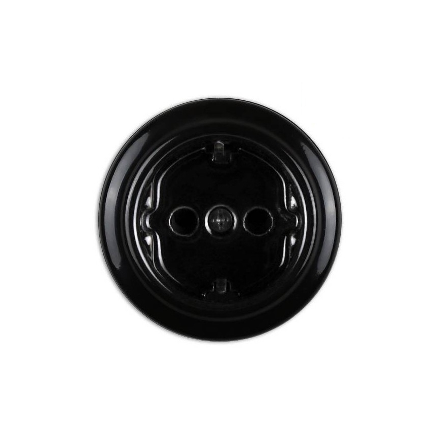 Elhard - Prise murale rétro en céramique pour habitation avec cadre SCHUKO 230V noire