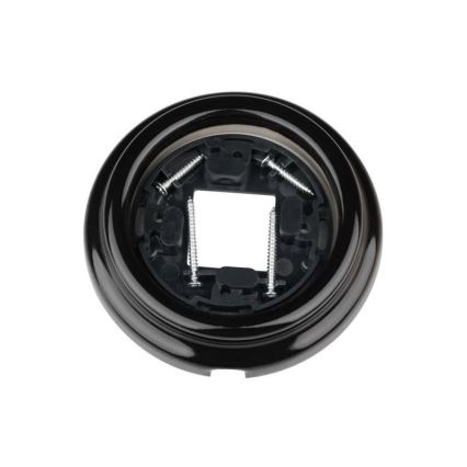 Elhard - Prise murale rétro en céramique pour habitation avec cadre SCHUKO 230V noire