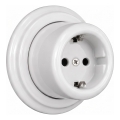 Elhard - Prise murale rétro en céramique pour usage domestique avec cadre SCHUKO 230 V blanche