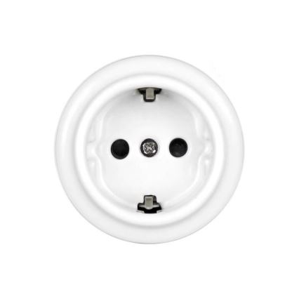 Elhard - Prise murale rétro en céramique pour usage domestique avec cadre SCHUKO 230 V blanche