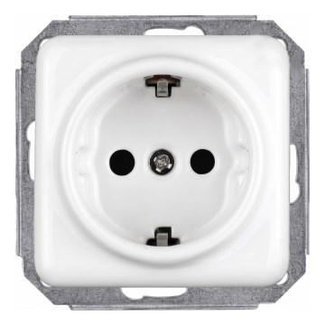 Elhard - Prise murale rétro en céramique, sans cadre, SCHUKO 230 V, blanche