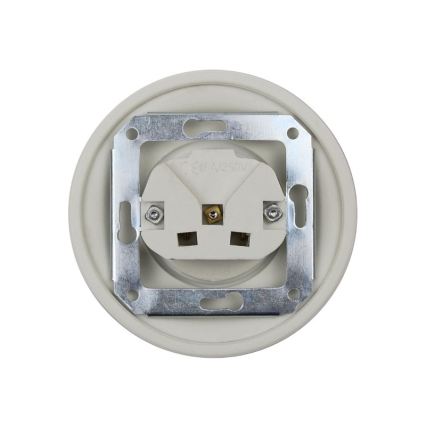 Elhard - Prise murale rétro en céramique SCHUKO 230 V, sans cadre, blanche