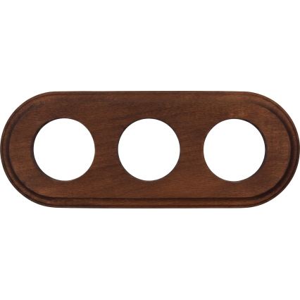 Elhard - Prise domestique rétro triple en céramique avec cadre SCHUKO 230V noir/bois foncé