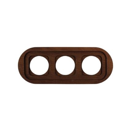 Elhard - Prise domestique rétro triple en céramique avec cadre SCHUKO 230V noir/bois foncé