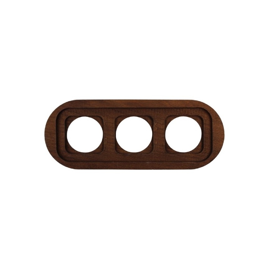 Elhard - Prise domestique rétro triple en céramique avec cadre SCHUKO 230V noir/bois foncé