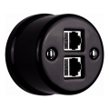 Elhard - Prise réseau rétro en céramique 2x RJ45 noire