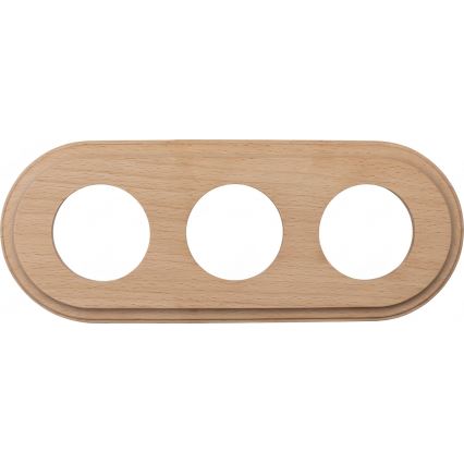 Elhard - Prise triple rétro en céramique pour usage domestique avec cadre SCHUKO 230V noir/bois clair