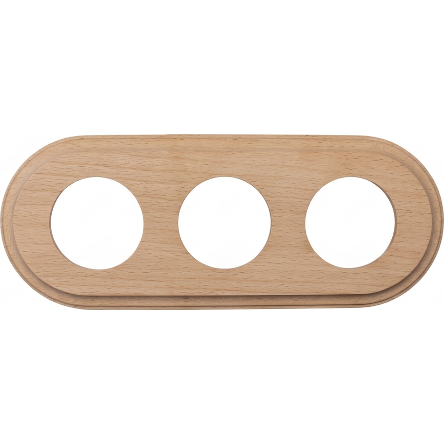 Elhard - Prise triple rétro en céramique pour usage domestique avec cadre SCHUKO 230V noir/bois clair