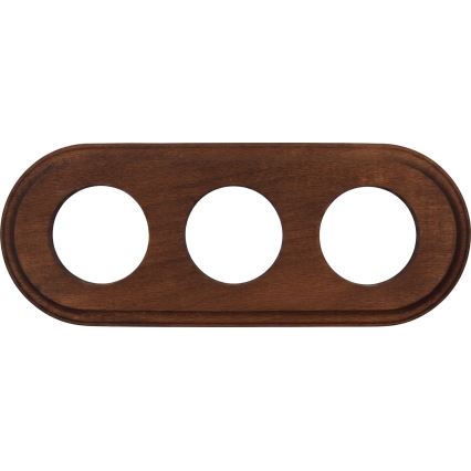 Elhard - Prise murale triple rétro en céramique avec cadre 230V blanc/bois foncé